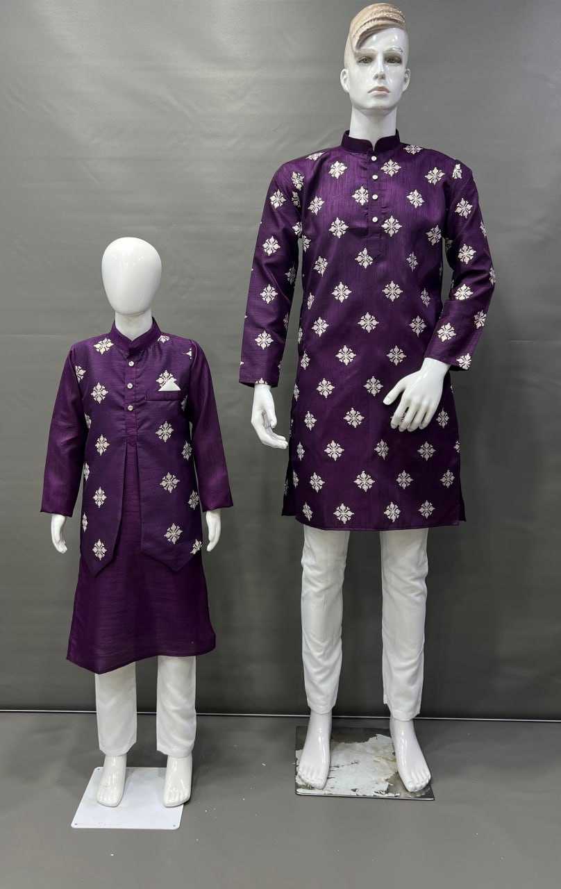 YNF PARBON SILK RBV GOLDEN WHOLESALE MENS & KIDS COMBO SET MANUFACTURER